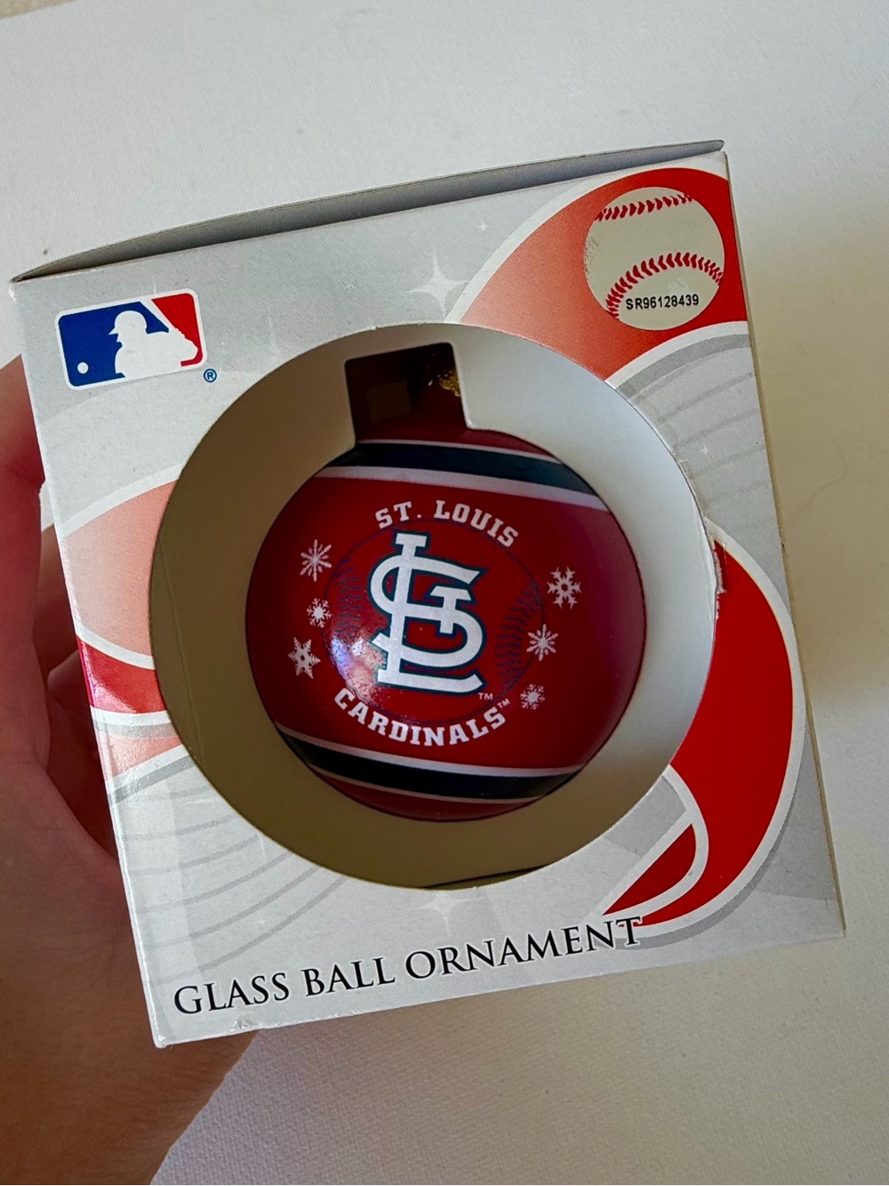 MLB St. Louis Cardinals Red and White Glass Ball Ornament